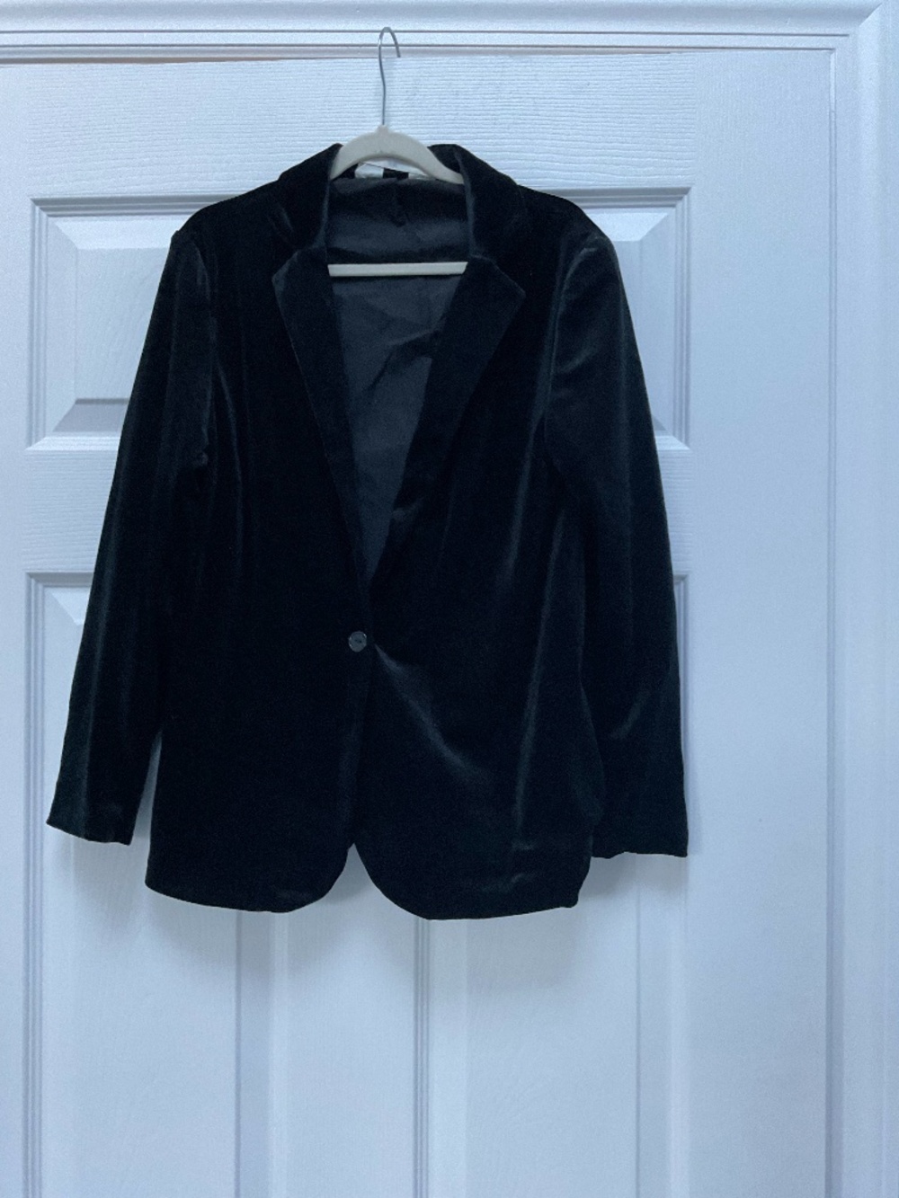 H&M Black Long Sleeve Velvet Blazer - Black